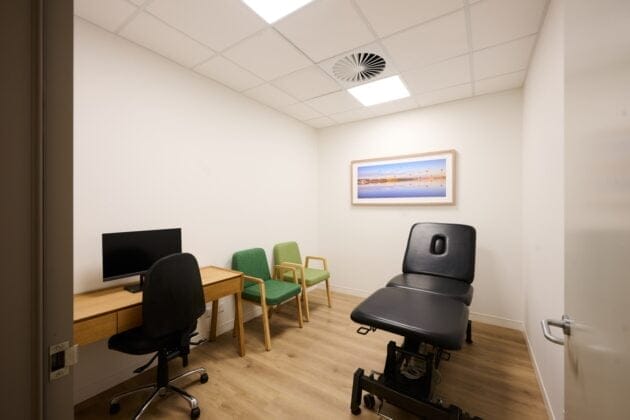 Modern podiatry treatment room and consultation space at The Walking Clinic Manuka Canberra